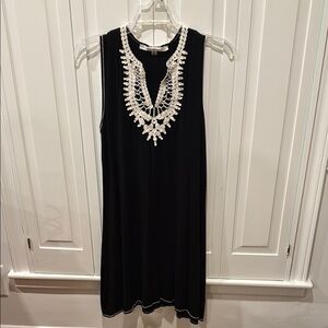 Max Studio Black Dress with White Embroidery